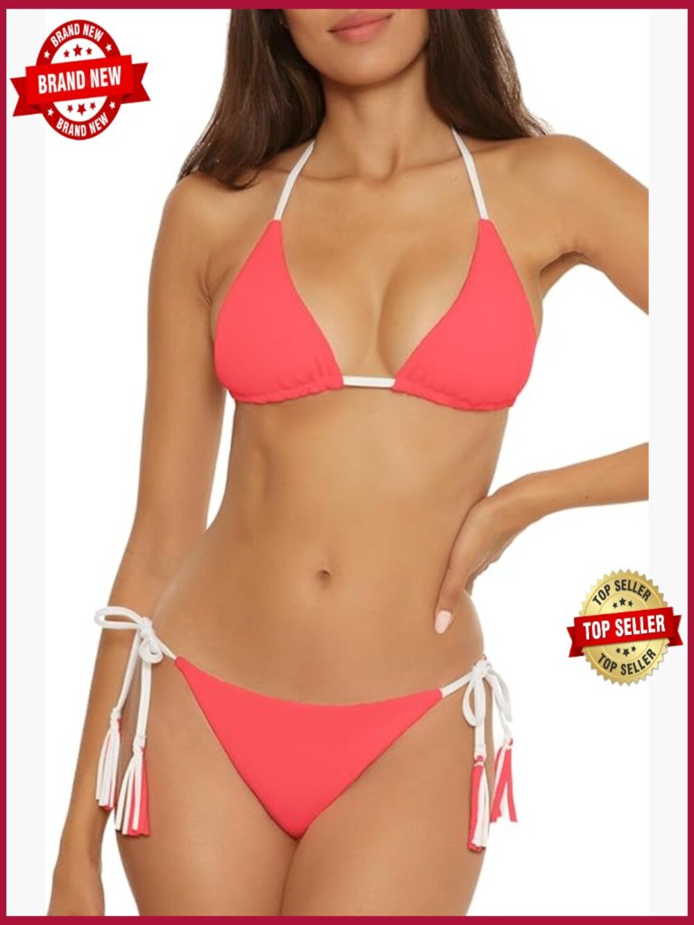 Reversible Triangle Bikini Set with Tassels Adjustable